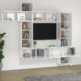 9 Piece TV Cabinet Set High Gloss White Engineered Wood