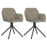 Swivel Dining Chairs 2 pcs Light Grey Velvet - Front View