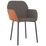 Dining Chairs 2 pcs Dark Grey Fabric and Faux Leather - Side View