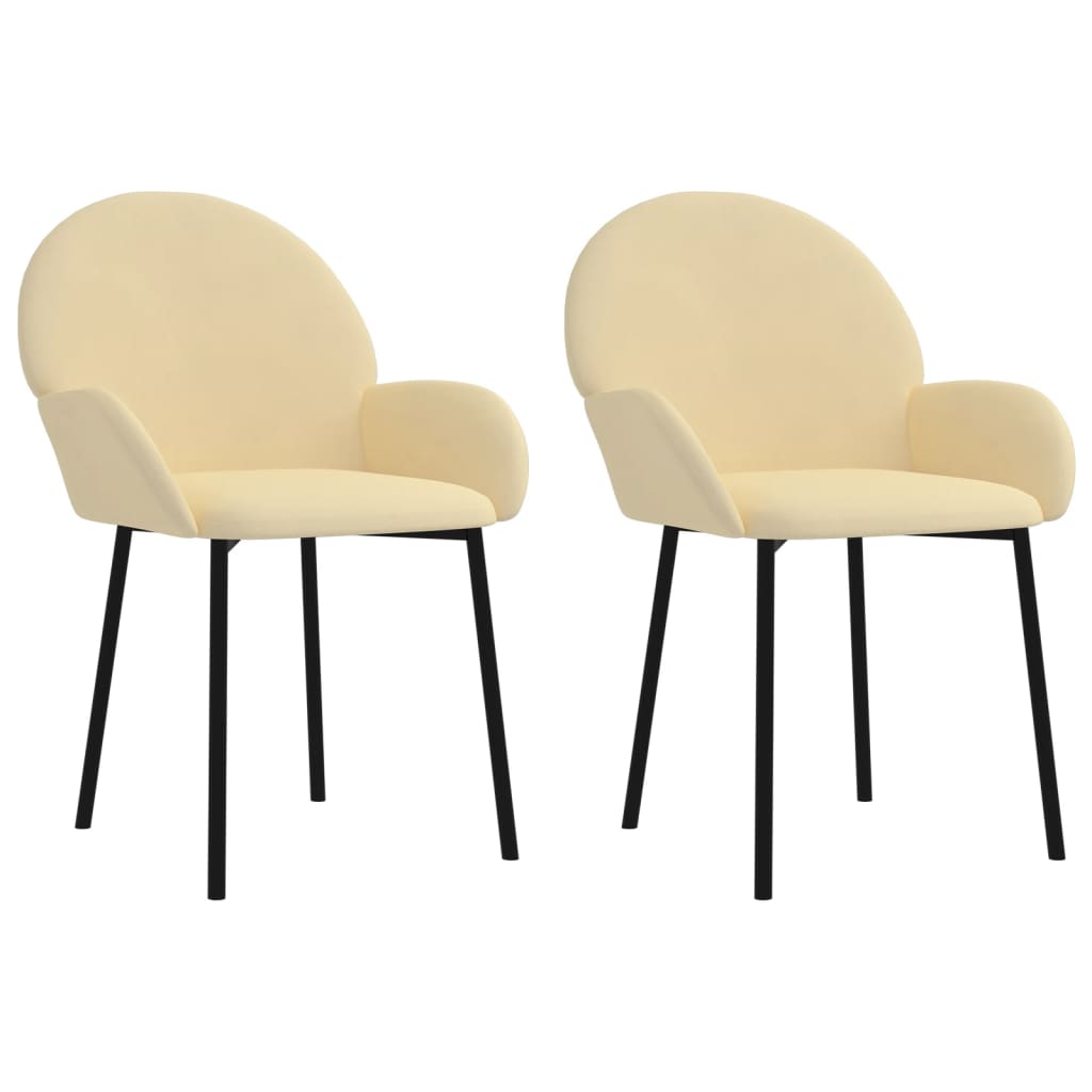 Dining Chairs 2 pcs Cream Velvet