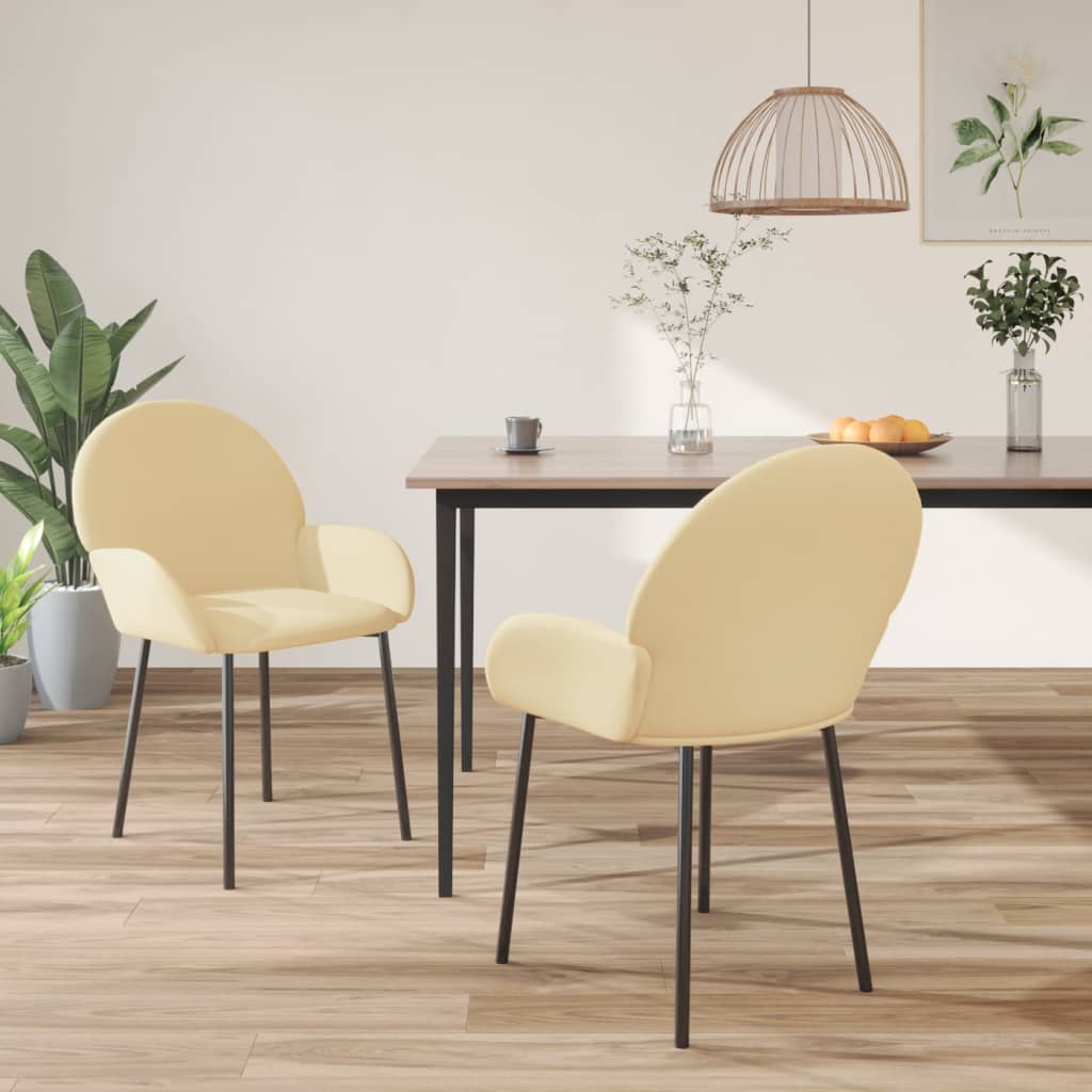 Dining Chairs 2 pcs Cream Velvet