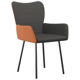 Dining Chairs 2 pcs Dark Grey Fabric and Faux Leather - Side View