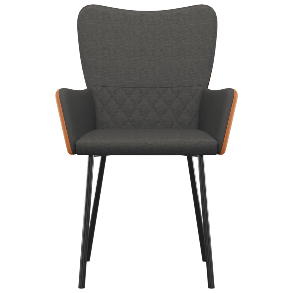Dining Chairs 2 pcs Dark Grey Fabric and Faux Leather