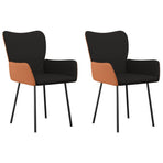 Dining Chairs 2 pcs Black Fabric and Faux Leather