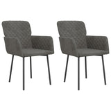 Dining Chairs 2 pcs Dark Grey Velvet - Front View