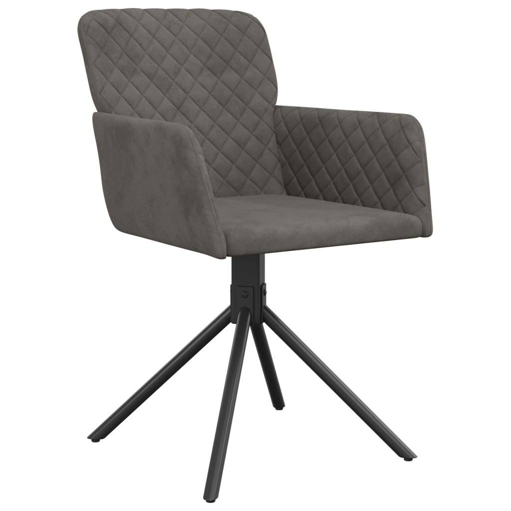 Swivel Dining Chairs 2 pcs Dark Grey Velvet