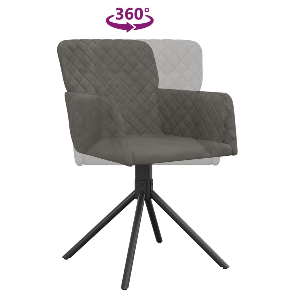 Swivel Dining Chairs 2 pcs Dark Grey Velvet