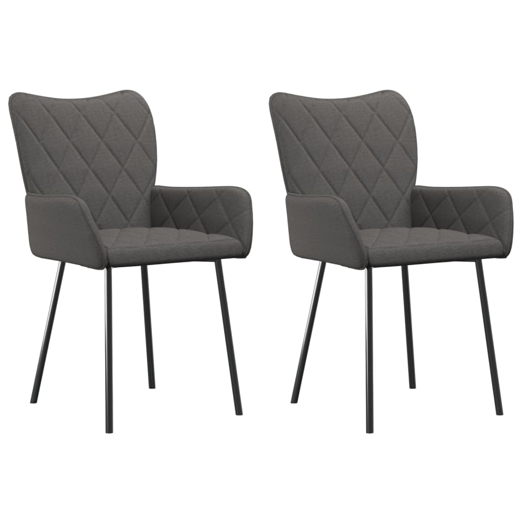 Dining Chairs 2 pcs Dark Grey Fabric