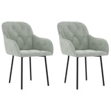 Dining Chairs 2 pcs Light Grey Velvet - Front View