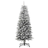 Artificial Slim Christmas Tree with Flocked Snow 120 cm PVC&PE - Front View