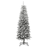 Artificial Slim Christmas Tree with Flocked Snow 150 cm PVC&PE - Front View