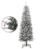 Artificial Slim Christmas Tree with Flocked Snow 150 cm PVC&PE - Side View