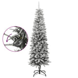 Artificial Slim Christmas Tree with Flocked Snow 180 cm PVC&PE - Side View