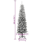 Artificial Slim Christmas Tree with Flocked Snow 180 cm PVC&PE - Extra Image