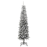 Artificial Slim Christmas Tree with Flocked Snow 240 cm PVC&PE - Front View