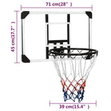 Basketball Backboard Transparent 71x45x2.5 cm Polycarbonate - Low Angle