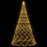 Christmas Tree on Flagpole Warm White 1400 LEDs 500 cm - Side View