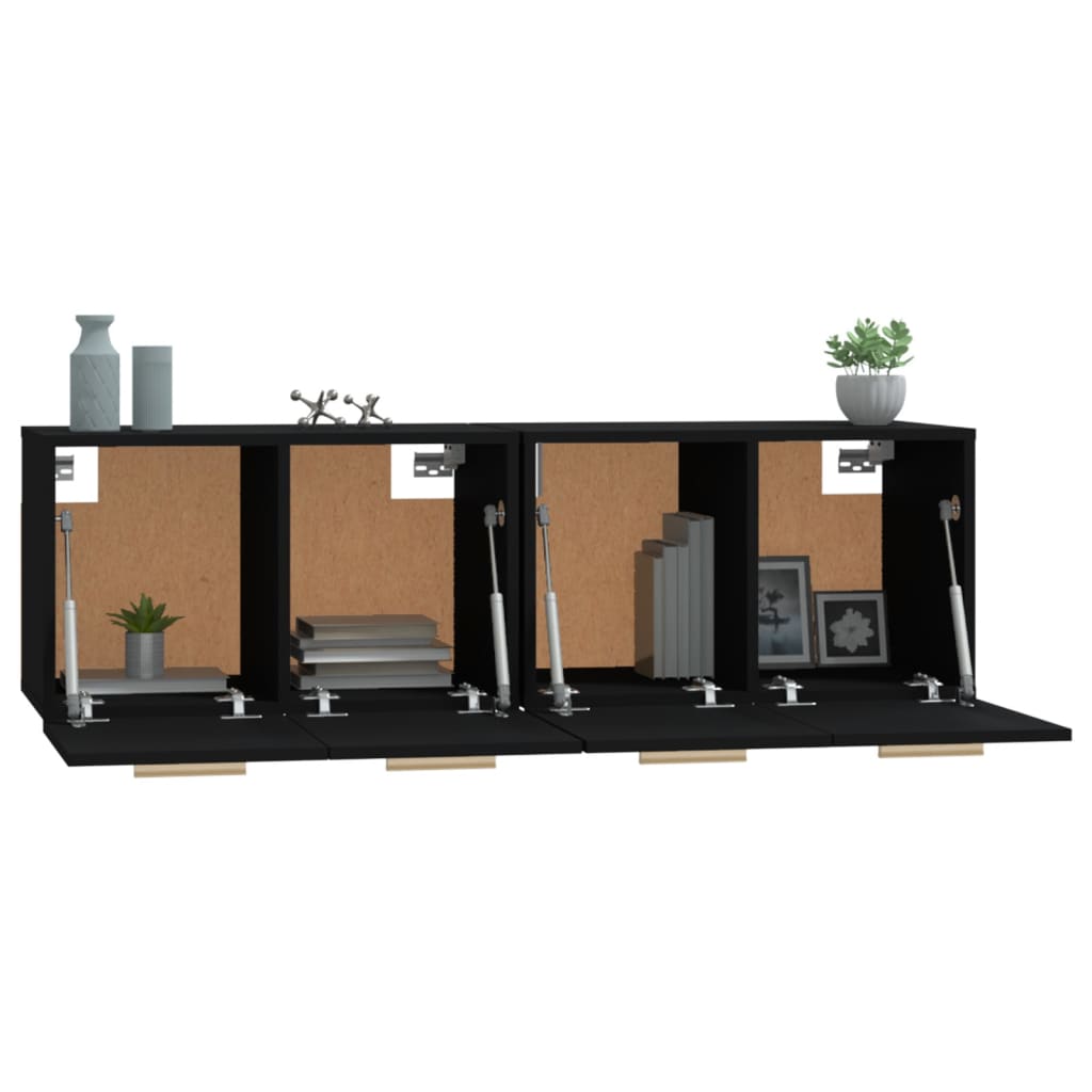 Wall Cabinets 2 pcs Black 60x36.5x35 cm Engineered Wood