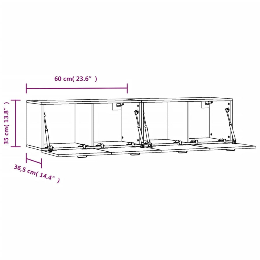Wall Cabinets 2 pcs White 60x36.5x35 cm Engineered Wood