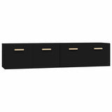 Wall Cabinets 2 pcs Black 80x35x36.5 cm Engineered Wood - Front View