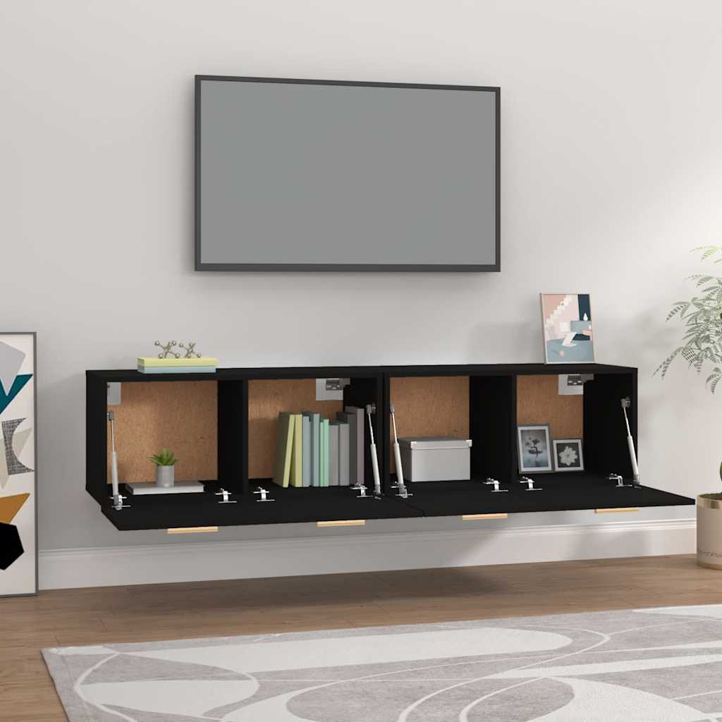Wall Cabinets 2 pcs Black 80x35x36.5 cm Engineered Wood