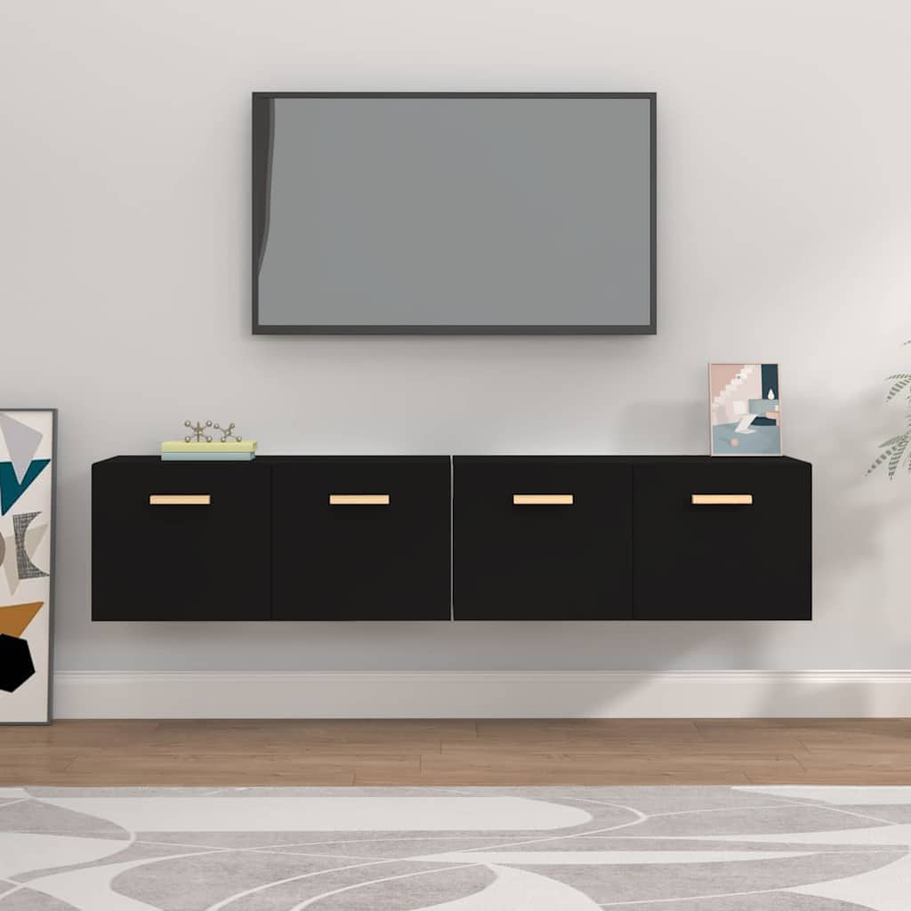 Wall Cabinets 2 pcs Black 80x35x36.5 cm Engineered Wood