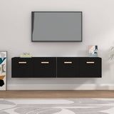 Wall Cabinets 2 pcs Black 80x35x36.5 cm Engineered Wood
