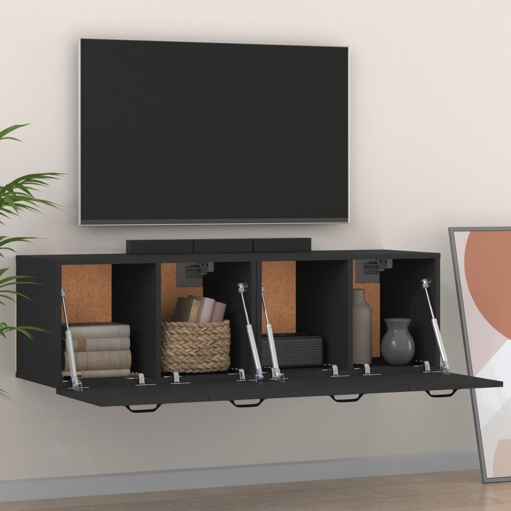 Wall Cabinets 2 pcs Black 80x35x36.5 cm Engineered Wood