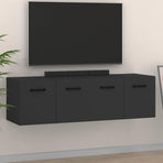 Wall Cabinets 2 pcs Black 80x35x36.5 cm Engineered Wood