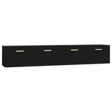 Wall Cabinets 2 pcs Black 100x36.5x35 cm Engineered Wood - Front View