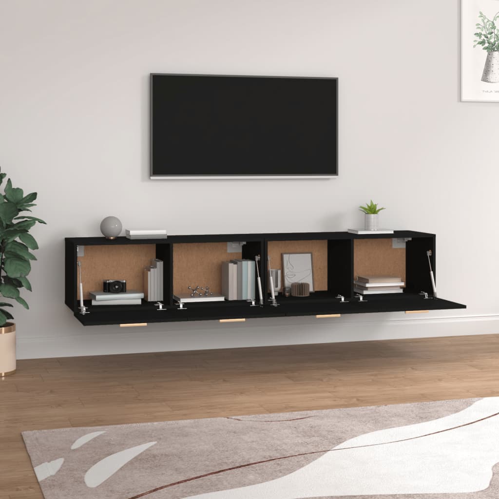 Wall Cabinets 2 pcs Black 100x36.5x35 cm Engineered Wood