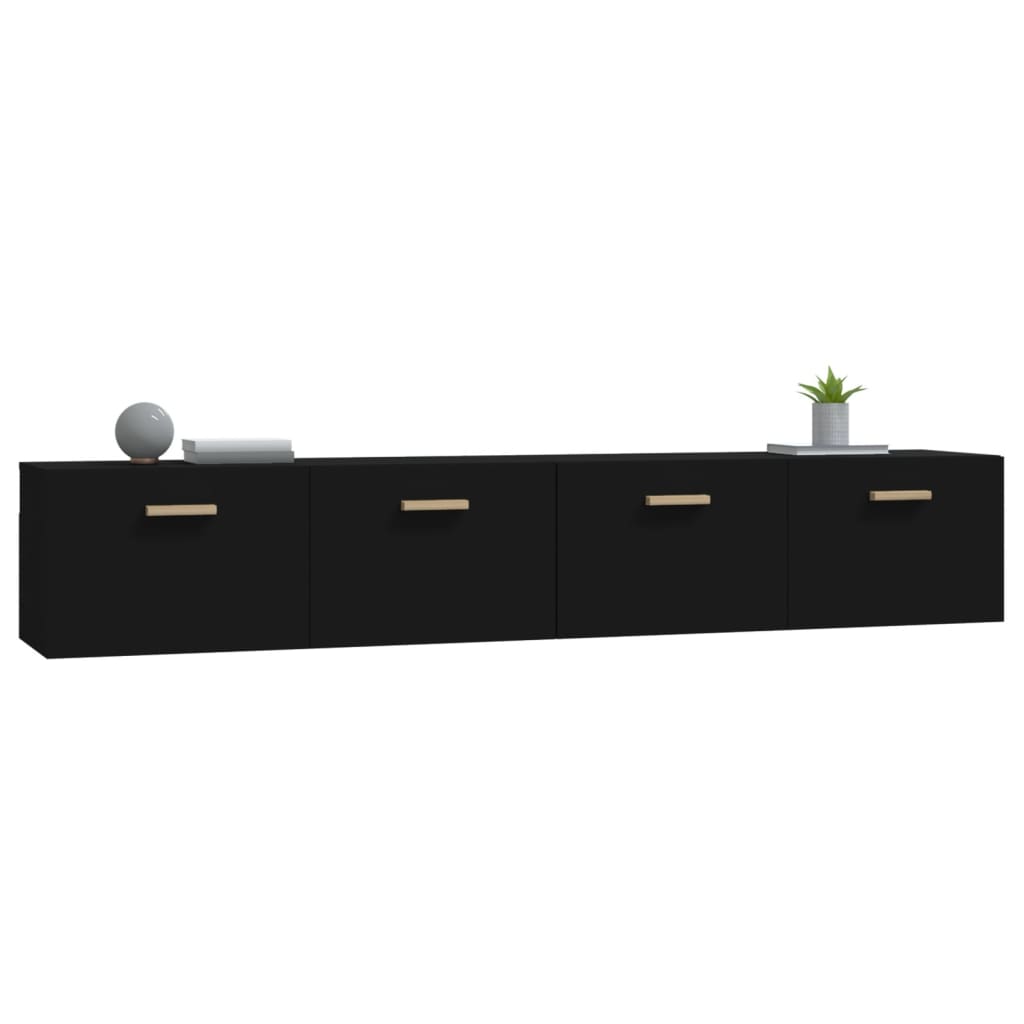 Wall Cabinets 2 pcs Black 100x36.5x35 cm Engineered Wood