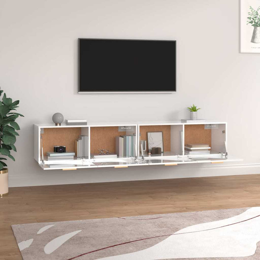 Wall Cabinets 2 pcs High Gloss White 100x36.5x35 cm Engineered Wood