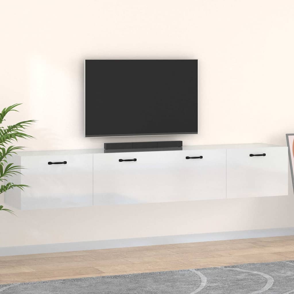 Wall Cabinets 2 pcs High Gloss White 100x36.5x35 cm Engineered Wood