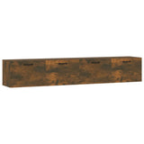 Wall Cabinets 2 pcs Smoked Oak 100x36.5x35 cm Engineered Wood - Front View
