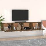 Wall Cabinets 2 pcs Smoked Oak 100x36.5x35 cm Engineered Wood - Side View