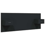 Bed Headboard with Cabinets Black Engineered Wood - Front View