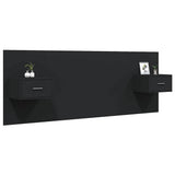 Bed Headboard with Cabinets Black Engineered Wood