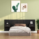 Bed Headboard with Cabinets Black Engineered Wood