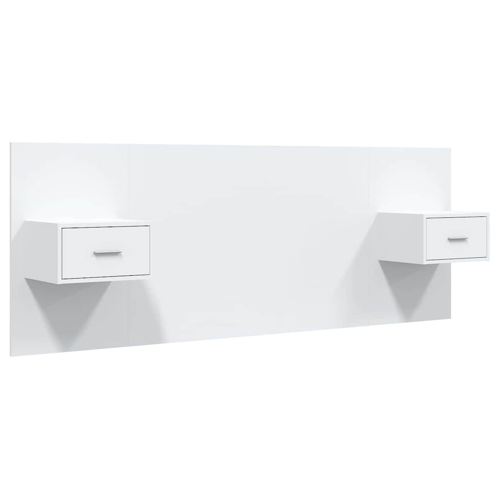 Bed Headboard with Cabinets High Gloss White Engineered Wood