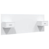 Bed Headboard with Cabinets High Gloss White Engineered Wood - Front View