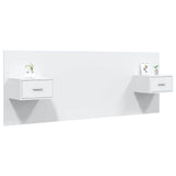 Bed Headboard with Cabinets High Gloss White Engineered Wood - Side View