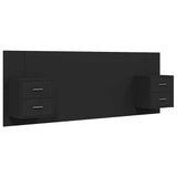 Bed Headboard with Cabinets Black Engineered Wood