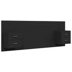 Bed Headboard with Cabinets Black Engineered Wood