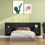 Bed Headboard with Cabinets Black Engineered Wood