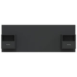 Bed Headboard with Cabinets Black Engineered Wood - Side View
