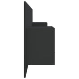 Bed Headboard with Cabinets Black Engineered Wood - Top-Down View