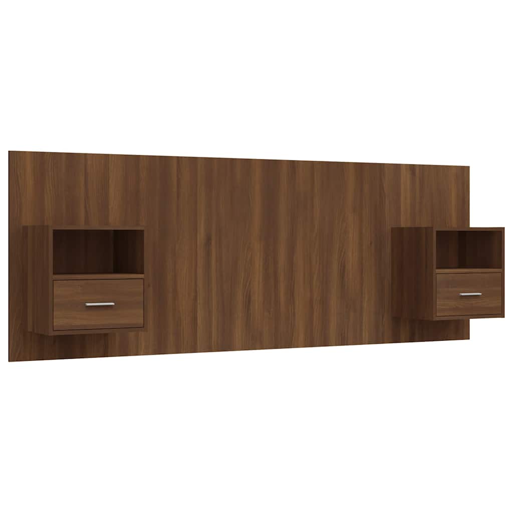 Bed Headboard with Cabinets Brown Oak Engineered Wood