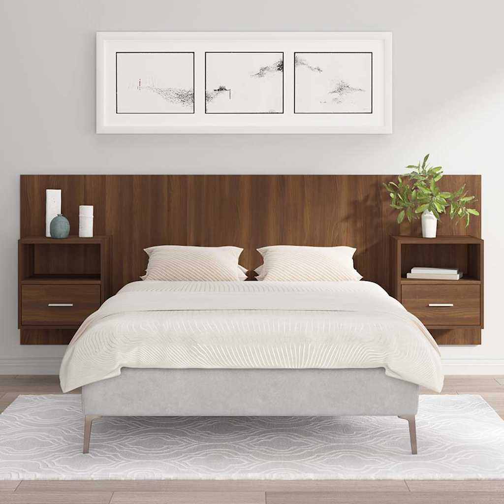 Bed Headboard with Cabinets Brown Oak Engineered Wood
