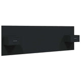 Bed Headboard with Cabinets Black Engineered Wood